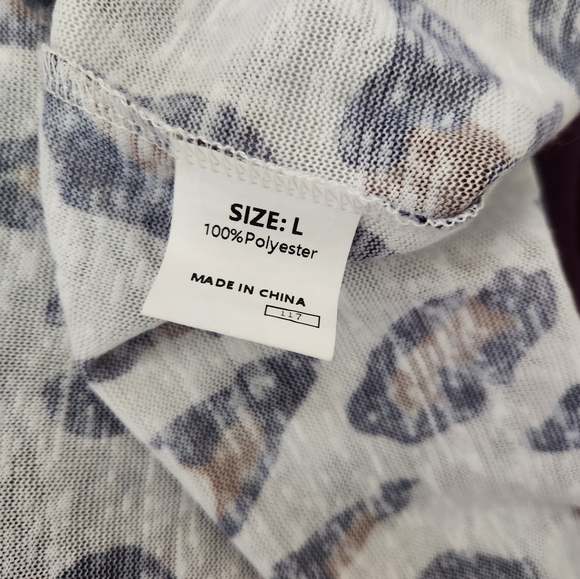 Animal Print, Large, Womens Long Sleeve Cardigan, Black, Brown, White - Picture 2 of 5